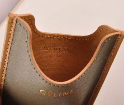 Celine Iphone Case - Celine 309 Khaki Original Leather - Click Image to Close